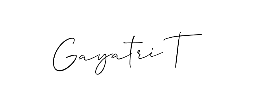 Also we have Gayatri T name is the best signature style. Create professional handwritten signature collection using Allison_Script autograph style. Gayatri T signature style 2 images and pictures png