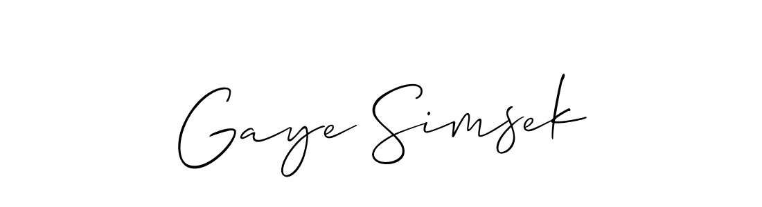 You should practise on your own different ways (Allison_Script) to write your name (Gaye Simsek) in signature. don't let someone else do it for you. Gaye Simsek signature style 2 images and pictures png