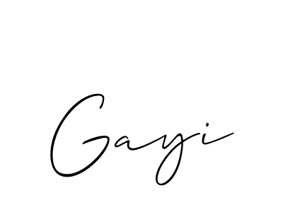 Make a beautiful signature design for name Gayi. With this signature (Allison_Script) style, you can create a handwritten signature for free. Gayi signature style 2 images and pictures png