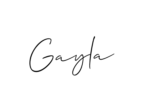 Create a beautiful signature design for name Gayla. With this signature (Allison_Script) fonts, you can make a handwritten signature for free. Gayla signature style 2 images and pictures png