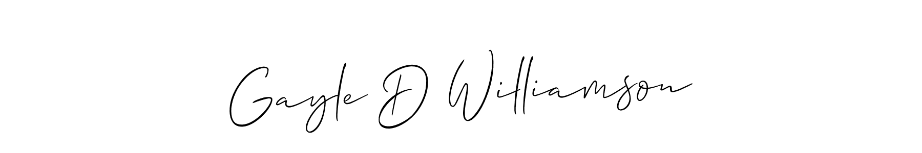 Similarly Allison_Script is the best handwritten signature design. Signature creator online .You can use it as an online autograph creator for name Gayle D Williamson. Gayle D Williamson signature style 2 images and pictures png