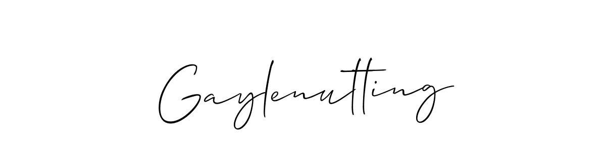 The best way (Allison_Script) to make a short signature is to pick only two or three words in your name. The name Gaylenutting include a total of six letters. For converting this name. Gaylenutting signature style 2 images and pictures png