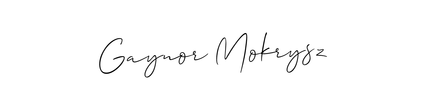 Make a beautiful signature design for name Gaynor Mokrysz. With this signature (Allison_Script) style, you can create a handwritten signature for free. Gaynor Mokrysz signature style 2 images and pictures png