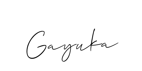 It looks lik you need a new signature style for name Gayuka. Design unique handwritten (Allison_Script) signature with our free signature maker in just a few clicks. Gayuka signature style 2 images and pictures png