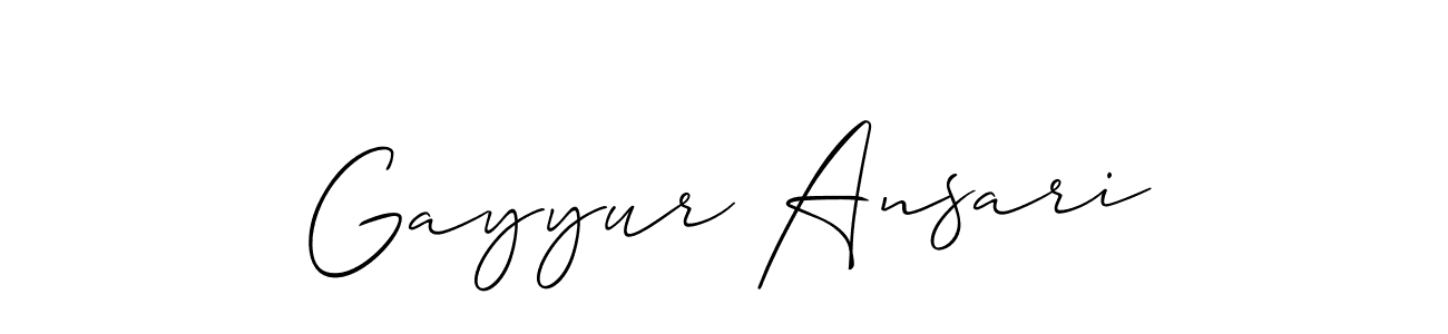 Make a beautiful signature design for name Gayyur Ansari. With this signature (Allison_Script) style, you can create a handwritten signature for free. Gayyur Ansari signature style 2 images and pictures png
