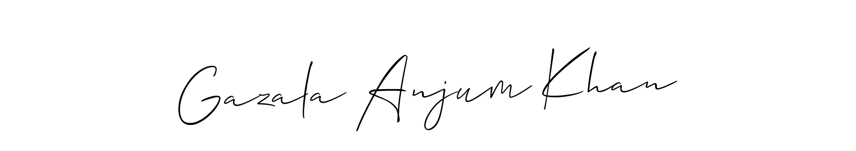 Create a beautiful signature design for name Gazala Anjum Khan. With this signature (Allison_Script) fonts, you can make a handwritten signature for free. Gazala Anjum Khan signature style 2 images and pictures png