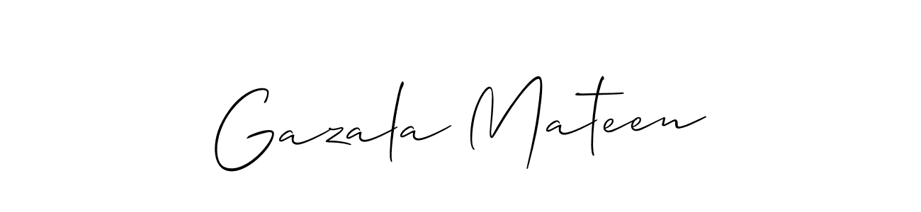 Create a beautiful signature design for name Gazala Mateen. With this signature (Allison_Script) fonts, you can make a handwritten signature for free. Gazala Mateen signature style 2 images and pictures png