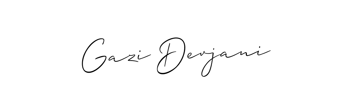 Use a signature maker to create a handwritten signature online. With this signature software, you can design (Allison_Script) your own signature for name Gazi Devjani. Gazi Devjani signature style 2 images and pictures png