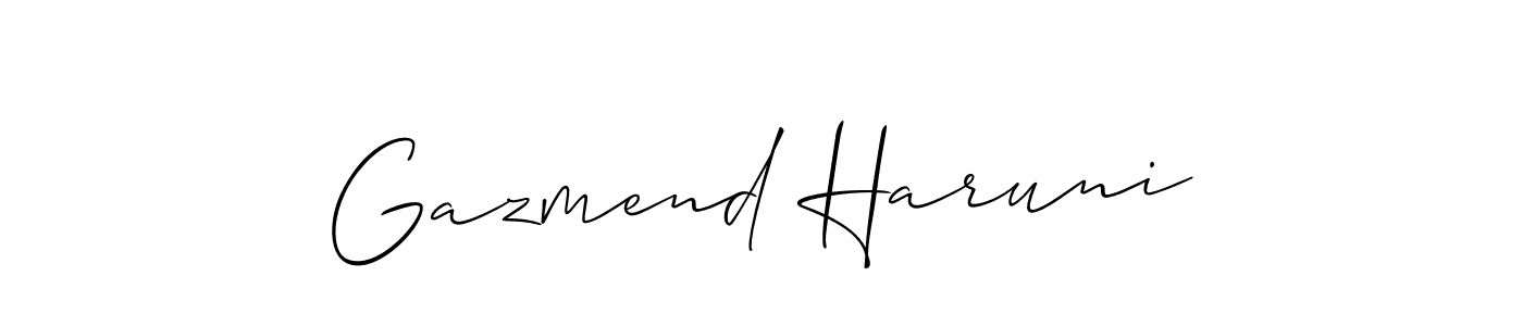 Design your own signature with our free online signature maker. With this signature software, you can create a handwritten (Allison_Script) signature for name Gazmend Haruni. Gazmend Haruni signature style 2 images and pictures png