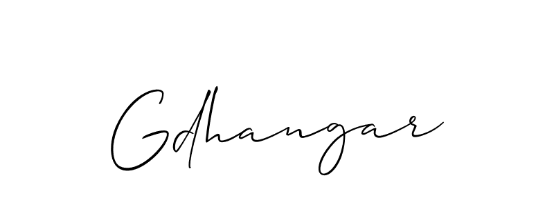 Create a beautiful signature design for name Gdhangar. With this signature (Allison_Script) fonts, you can make a handwritten signature for free. Gdhangar signature style 2 images and pictures png