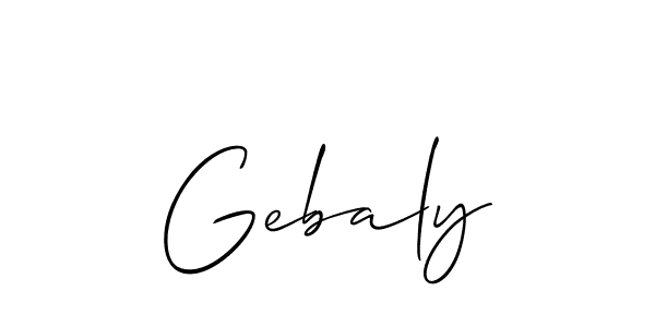 Design your own signature with our free online signature maker. With this signature software, you can create a handwritten (Allison_Script) signature for name Gebaly. Gebaly signature style 2 images and pictures png