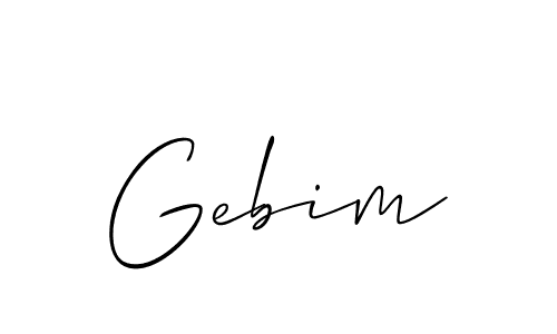 Use a signature maker to create a handwritten signature online. With this signature software, you can design (Allison_Script) your own signature for name Gebim. Gebim signature style 2 images and pictures png