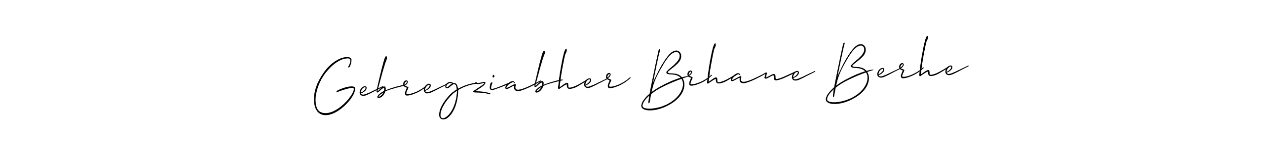 Create a beautiful signature design for name Gebregziabher Brhane Berhe. With this signature (Allison_Script) fonts, you can make a handwritten signature for free. Gebregziabher Brhane Berhe signature style 2 images and pictures png