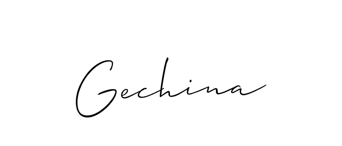 Use a signature maker to create a handwritten signature online. With this signature software, you can design (Allison_Script) your own signature for name Gechina. Gechina signature style 2 images and pictures png