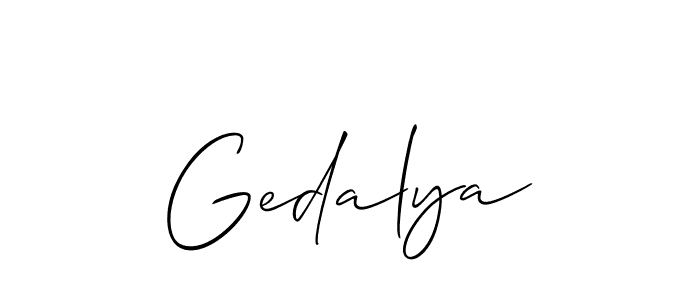 You can use this online signature creator to create a handwritten signature for the name Gedalya. This is the best online autograph maker. Gedalya signature style 2 images and pictures png