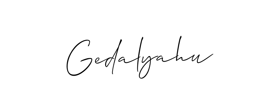 if you are searching for the best signature style for your name Gedalyahu. so please give up your signature search. here we have designed multiple signature styles  using Allison_Script. Gedalyahu signature style 2 images and pictures png