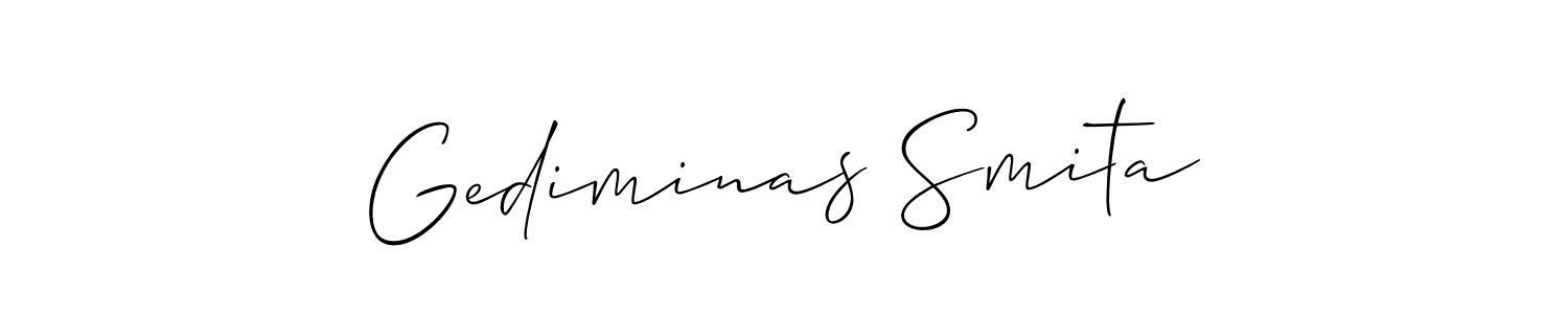 This is the best signature style for the Gediminas Smita name. Also you like these signature font (Allison_Script). Mix name signature. Gediminas Smita signature style 2 images and pictures png