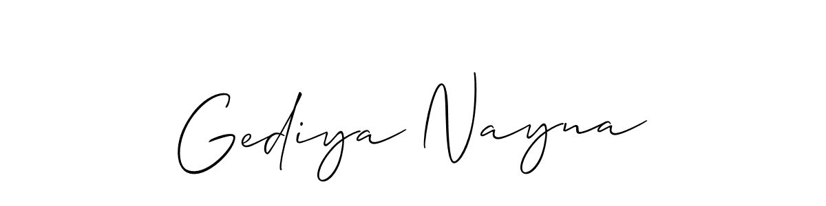 Also You can easily find your signature by using the search form. We will create Gediya Nayna name handwritten signature images for you free of cost using Allison_Script sign style. Gediya Nayna signature style 2 images and pictures png