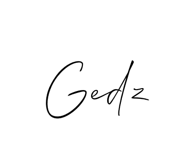 Use a signature maker to create a handwritten signature online. With this signature software, you can design (Allison_Script) your own signature for name Gedz. Gedz signature style 2 images and pictures png