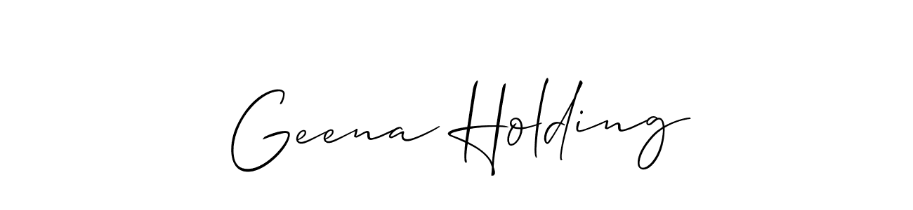 Create a beautiful signature design for name Geena Holding. With this signature (Allison_Script) fonts, you can make a handwritten signature for free. Geena Holding signature style 2 images and pictures png