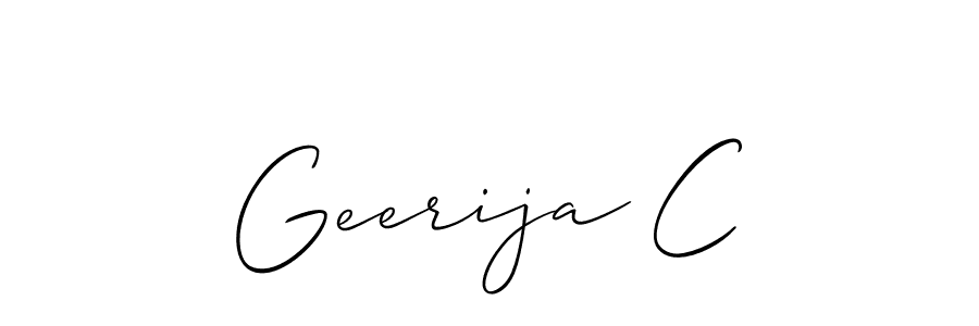Allison_Script is a professional signature style that is perfect for those who want to add a touch of class to their signature. It is also a great choice for those who want to make their signature more unique. Get Geerija C name to fancy signature for free. Geerija C signature style 2 images and pictures png