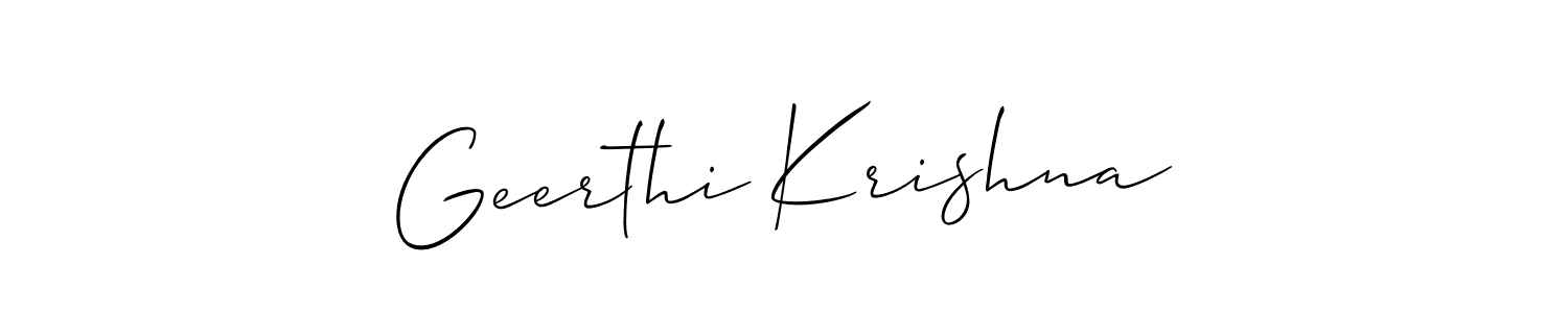 if you are searching for the best signature style for your name Geerthi Krishna. so please give up your signature search. here we have designed multiple signature styles  using Allison_Script. Geerthi Krishna signature style 2 images and pictures png