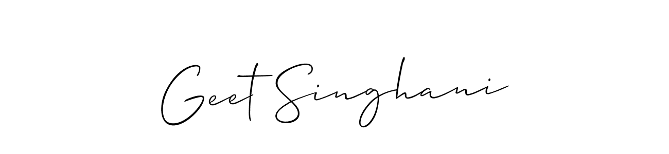 if you are searching for the best signature style for your name Geet Singhani. so please give up your signature search. here we have designed multiple signature styles  using Allison_Script. Geet Singhani signature style 2 images and pictures png