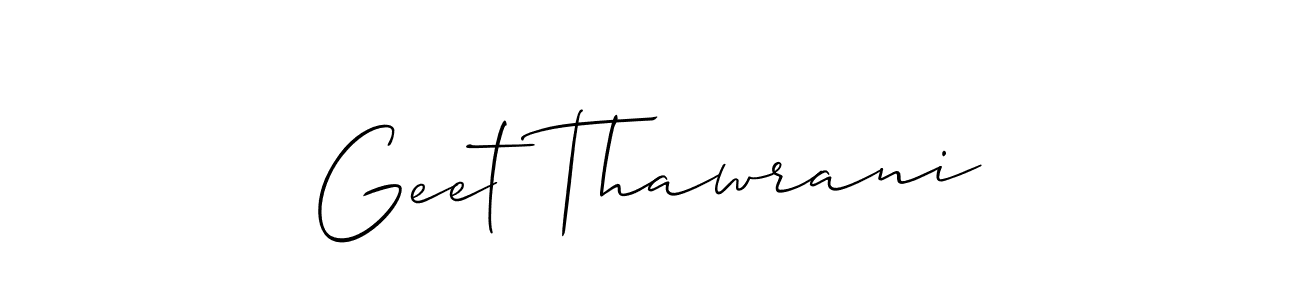 Use a signature maker to create a handwritten signature online. With this signature software, you can design (Allison_Script) your own signature for name Geet Thawrani. Geet Thawrani signature style 2 images and pictures png