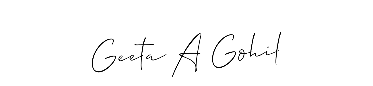 You should practise on your own different ways (Allison_Script) to write your name (Geeta A Gohil) in signature. don't let someone else do it for you. Geeta A Gohil signature style 2 images and pictures png