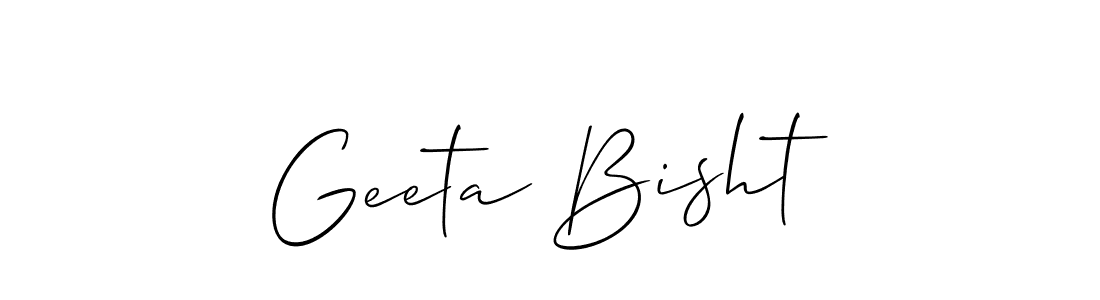 if you are searching for the best signature style for your name Geeta Bisht. so please give up your signature search. here we have designed multiple signature styles  using Allison_Script. Geeta Bisht signature style 2 images and pictures png