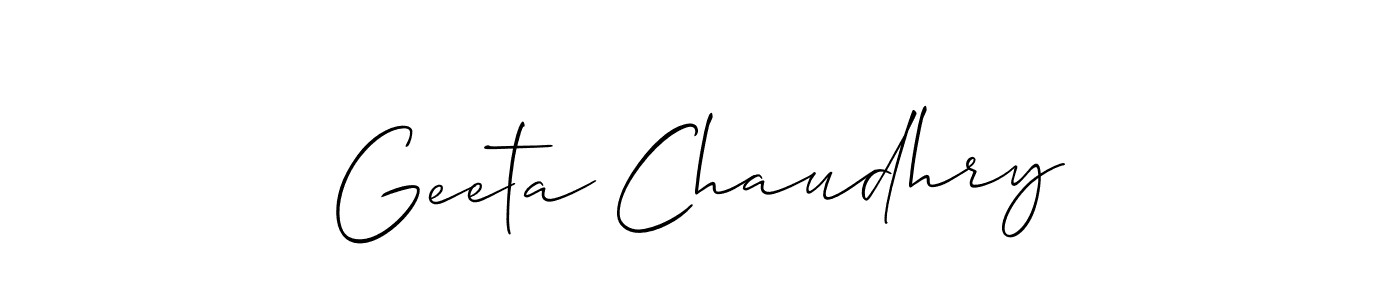 It looks lik you need a new signature style for name Geeta Chaudhry. Design unique handwritten (Allison_Script) signature with our free signature maker in just a few clicks. Geeta Chaudhry signature style 2 images and pictures png