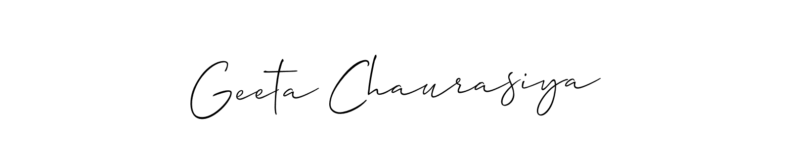 Make a beautiful signature design for name Geeta Chaurasiya. With this signature (Allison_Script) style, you can create a handwritten signature for free. Geeta Chaurasiya signature style 2 images and pictures png