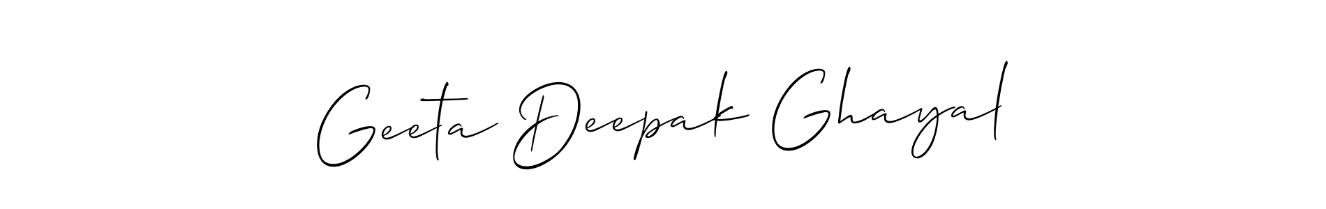 This is the best signature style for the Geeta Deepak Ghayal name. Also you like these signature font (Allison_Script). Mix name signature. Geeta Deepak Ghayal signature style 2 images and pictures png