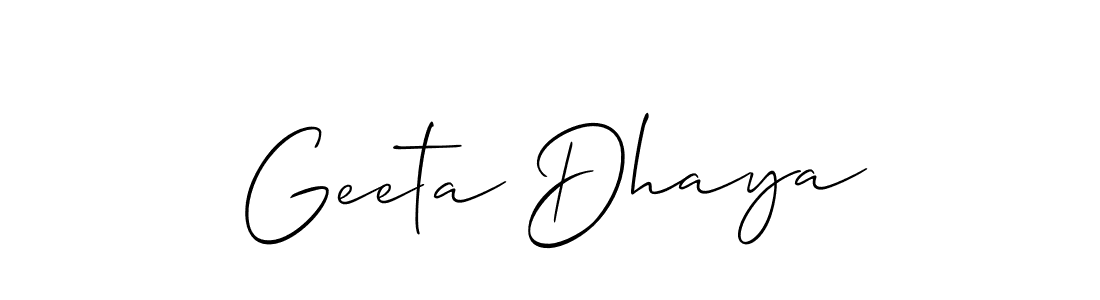 Geeta Dhaya stylish signature style. Best Handwritten Sign (Allison_Script) for my name. Handwritten Signature Collection Ideas for my name Geeta Dhaya. Geeta Dhaya signature style 2 images and pictures png