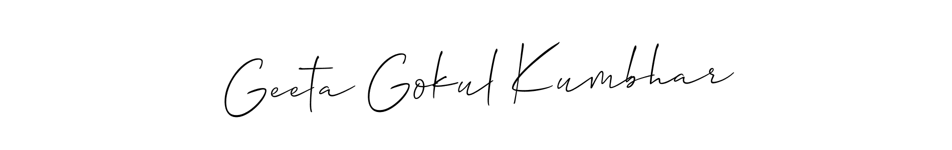 Design your own signature with our free online signature maker. With this signature software, you can create a handwritten (Allison_Script) signature for name Geeta Gokul Kumbhar. Geeta Gokul Kumbhar signature style 2 images and pictures png