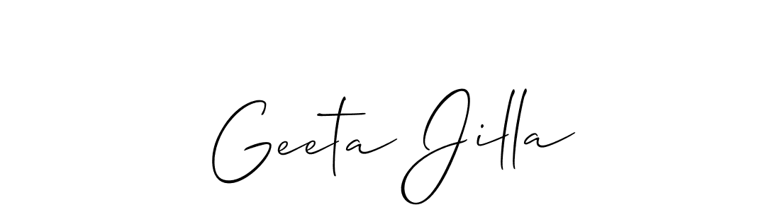 Also we have Geeta Jilla name is the best signature style. Create professional handwritten signature collection using Allison_Script autograph style. Geeta Jilla signature style 2 images and pictures png
