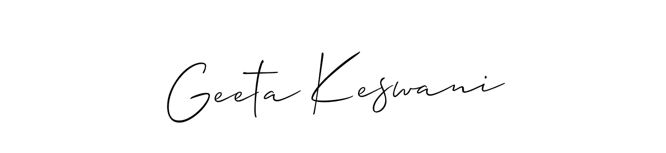 How to make Geeta Keswani name signature. Use Allison_Script style for creating short signs online. This is the latest handwritten sign. Geeta Keswani signature style 2 images and pictures png