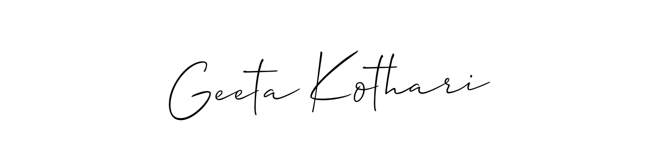 Use a signature maker to create a handwritten signature online. With this signature software, you can design (Allison_Script) your own signature for name Geeta Kothari. Geeta Kothari signature style 2 images and pictures png