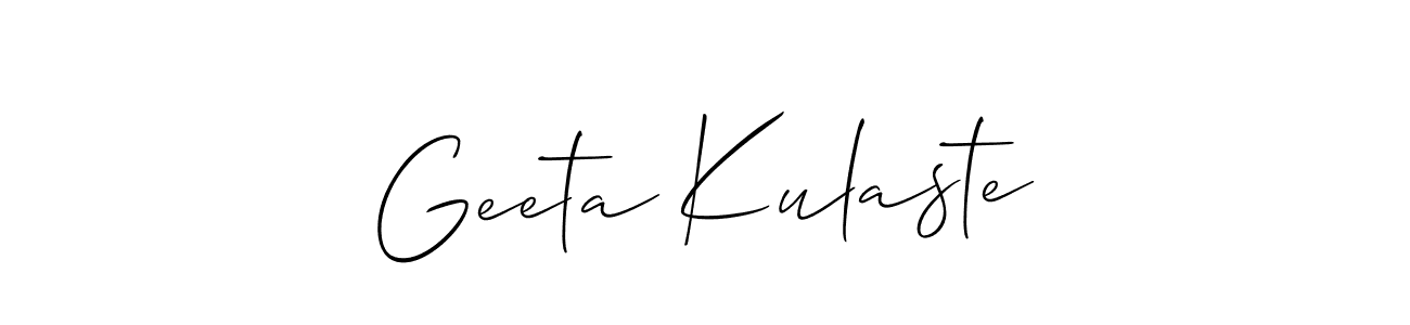 Also You can easily find your signature by using the search form. We will create Geeta Kulaste name handwritten signature images for you free of cost using Allison_Script sign style. Geeta Kulaste signature style 2 images and pictures png