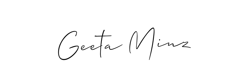 Also You can easily find your signature by using the search form. We will create Geeta Minz name handwritten signature images for you free of cost using Allison_Script sign style. Geeta Minz signature style 2 images and pictures png