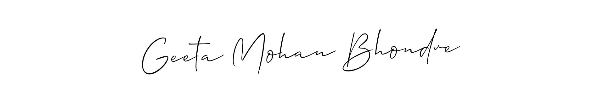 Create a beautiful signature design for name Geeta Mohan Bhondve. With this signature (Allison_Script) fonts, you can make a handwritten signature for free. Geeta Mohan Bhondve signature style 2 images and pictures png