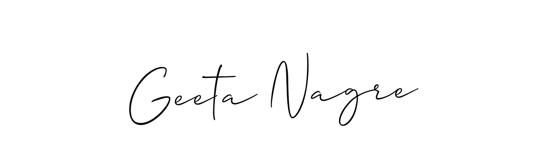 Allison_Script is a professional signature style that is perfect for those who want to add a touch of class to their signature. It is also a great choice for those who want to make their signature more unique. Get Geeta Nagre name to fancy signature for free. Geeta Nagre signature style 2 images and pictures png