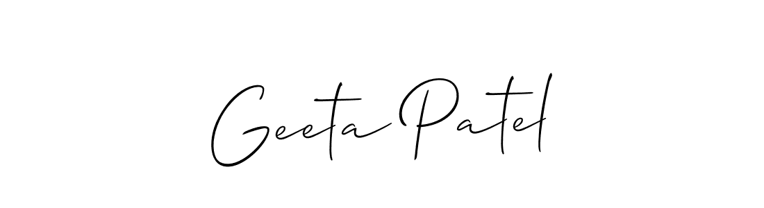 Also we have Geeta Patel name is the best signature style. Create professional handwritten signature collection using Allison_Script autograph style. Geeta Patel signature style 2 images and pictures png