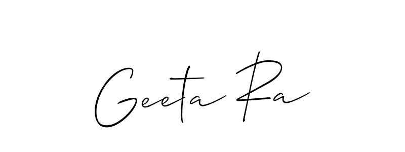 Allison_Script is a professional signature style that is perfect for those who want to add a touch of class to their signature. It is also a great choice for those who want to make their signature more unique. Get Geeta Ra name to fancy signature for free. Geeta Ra signature style 2 images and pictures png