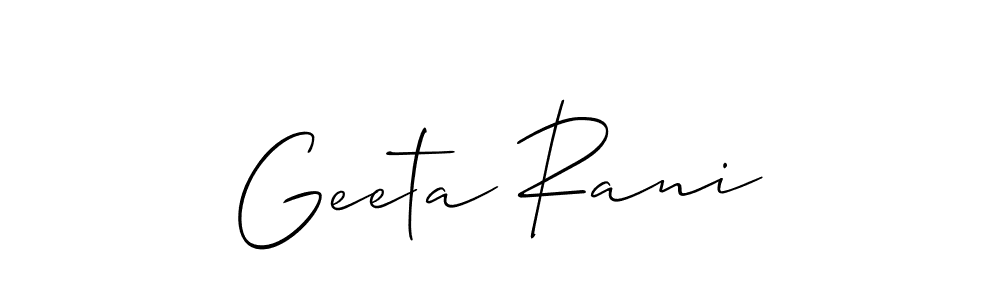 Use a signature maker to create a handwritten signature online. With this signature software, you can design (Allison_Script) your own signature for name Geeta Rani. Geeta Rani signature style 2 images and pictures png