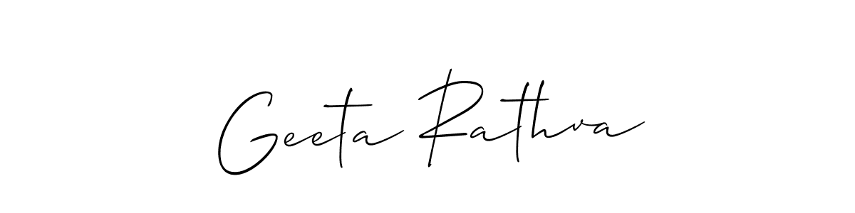 Make a beautiful signature design for name Geeta Rathva. With this signature (Allison_Script) style, you can create a handwritten signature for free. Geeta Rathva signature style 2 images and pictures png