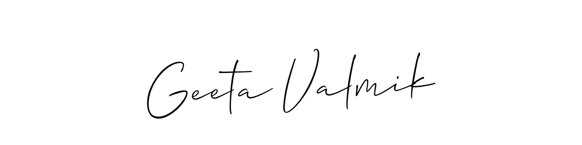 Similarly Allison_Script is the best handwritten signature design. Signature creator online .You can use it as an online autograph creator for name Geeta Valmik. Geeta Valmik signature style 2 images and pictures png