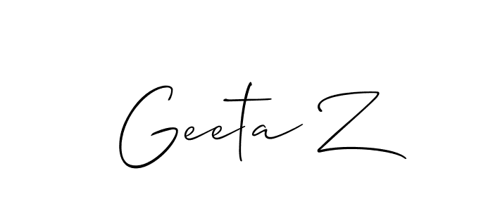 Create a beautiful signature design for name Geeta Z. With this signature (Allison_Script) fonts, you can make a handwritten signature for free. Geeta Z signature style 2 images and pictures png