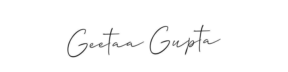 Make a short Geetaa Gupta signature style. Manage your documents anywhere anytime using Allison_Script. Create and add eSignatures, submit forms, share and send files easily. Geetaa Gupta signature style 2 images and pictures png