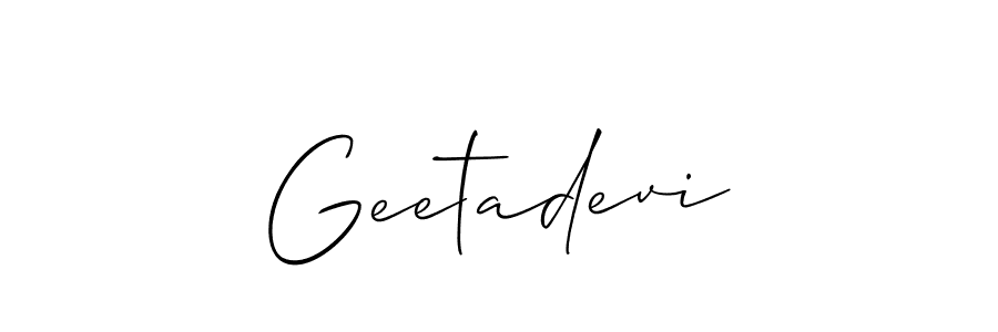 Also You can easily find your signature by using the search form. We will create Geetadevi name handwritten signature images for you free of cost using Allison_Script sign style. Geetadevi signature style 2 images and pictures png